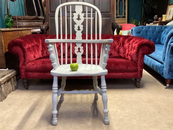 A Charming Antique Later Painted Windsor Armchair photo for sale