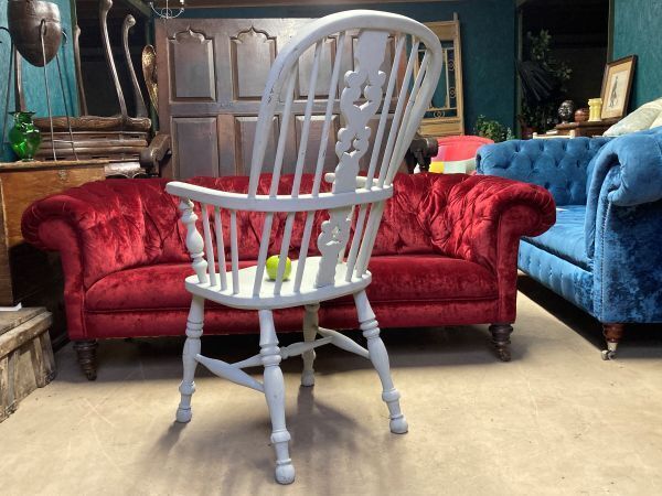A Charming Antique Later Painted Windsor Armchair photo vinterior