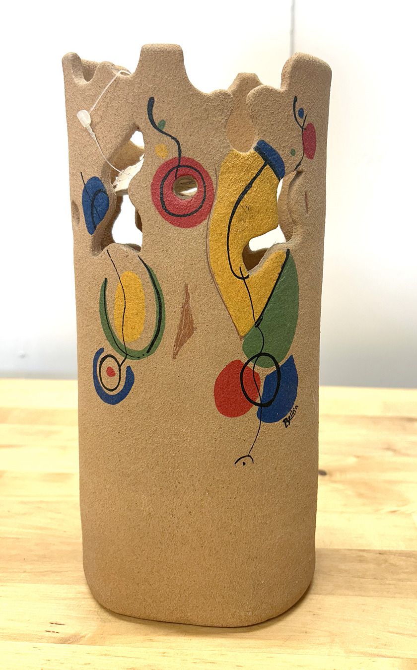 Vintage Bellon Alfareros Sculptural Modern Studio Pottery Vase 'Ibiza' photo for sale