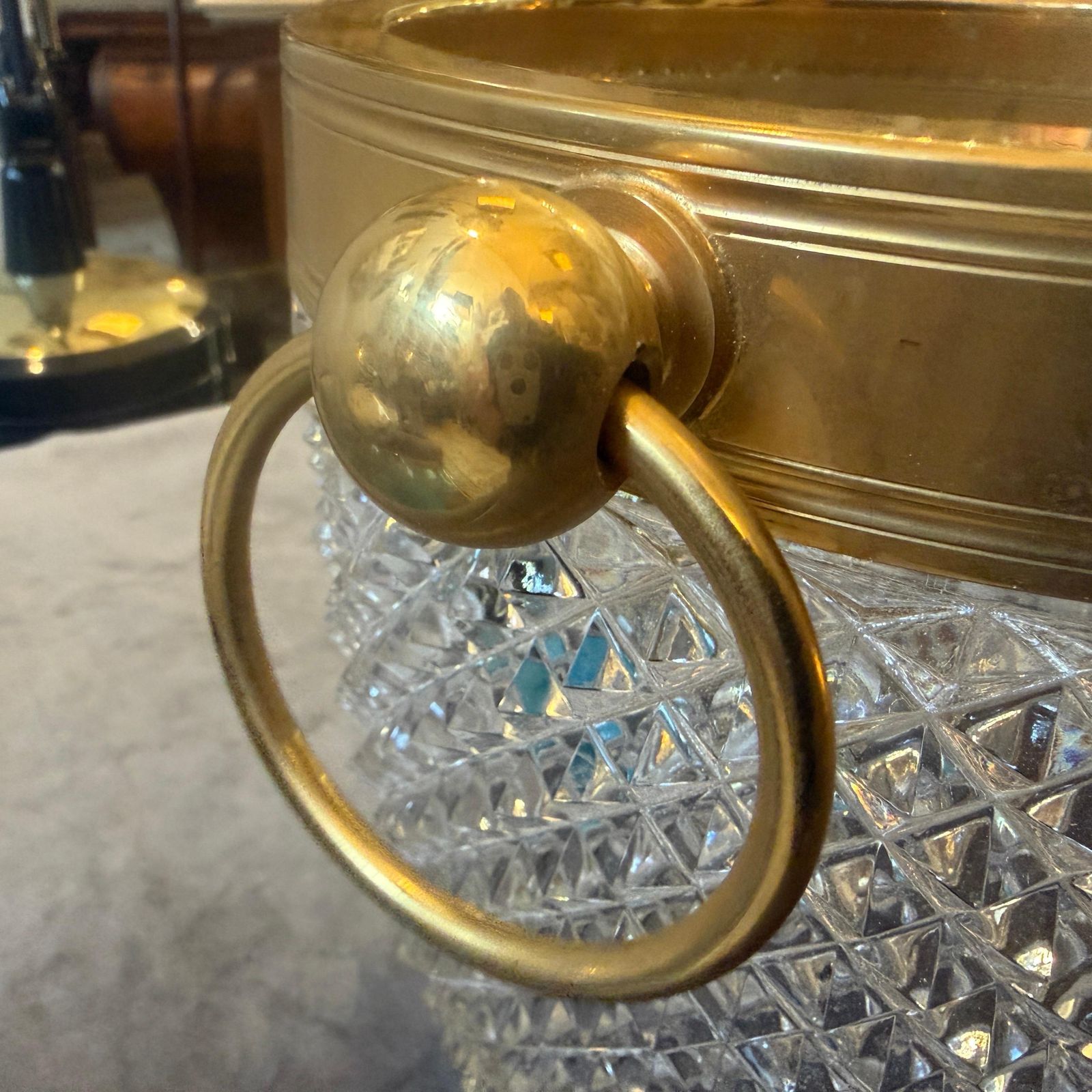1980s Modernist Crystal And Gilded Metal French Champagne Cooler photo vinterior