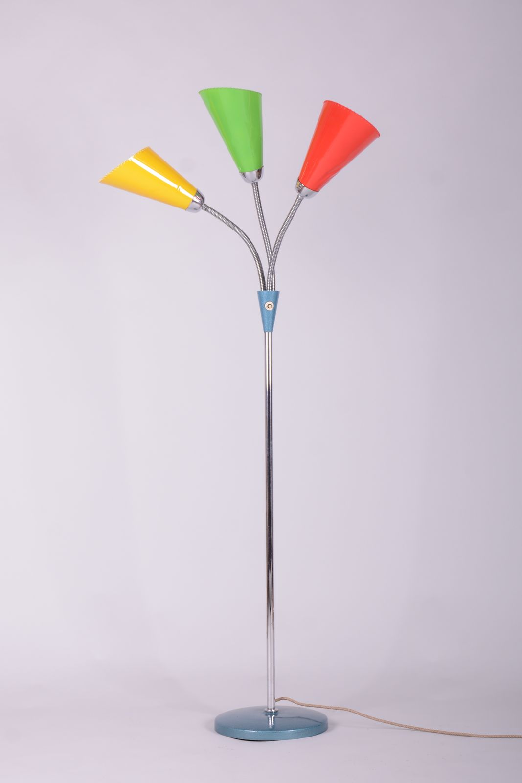 Restored Mid Century Floor Lamp, By Lidokov Boskovice, Chrome, Czech, 1950s