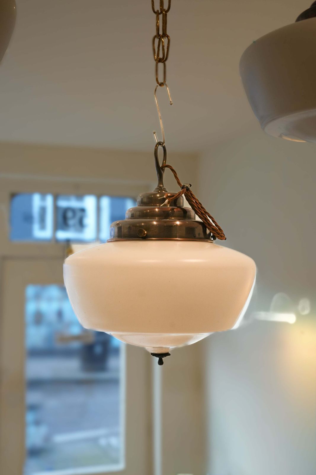 Welsh Church Opaline Pendant Light X 2 photo Lighting