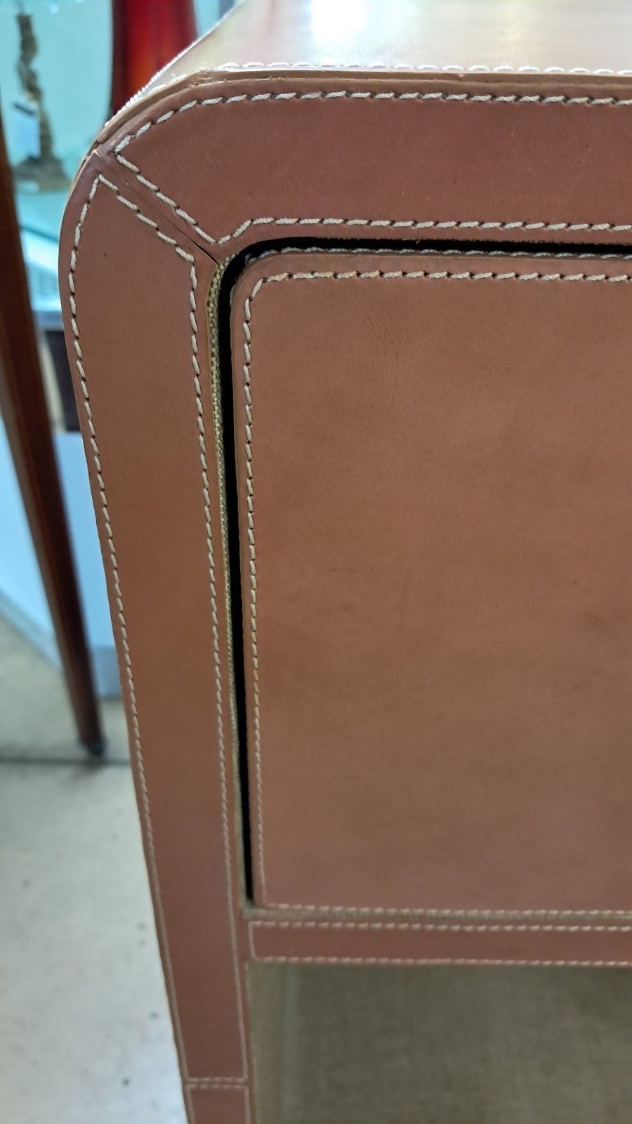 Dante Full Grain Leather Nightstand In Aged Camel By Made Goods USA photo for sale