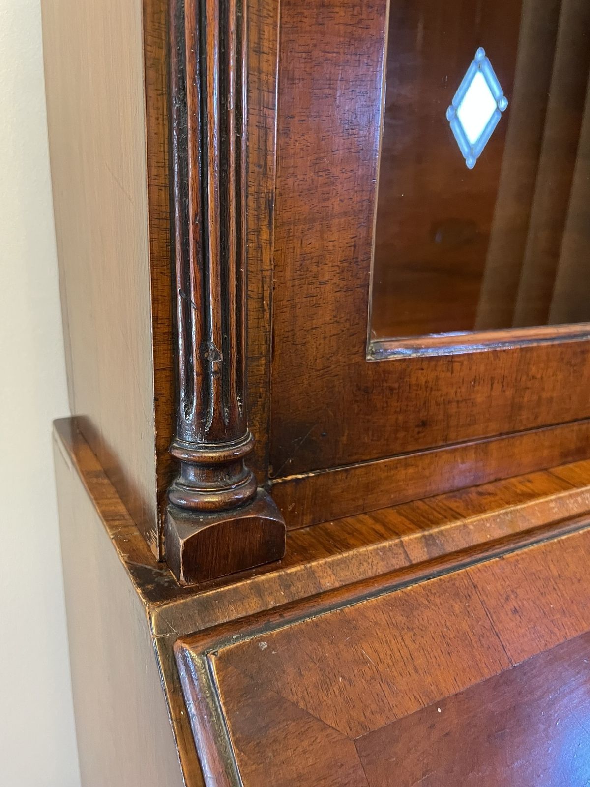 photo buy Walnut Queen Anne / George I Style Bureau Bookcase (1920s Reproduction)