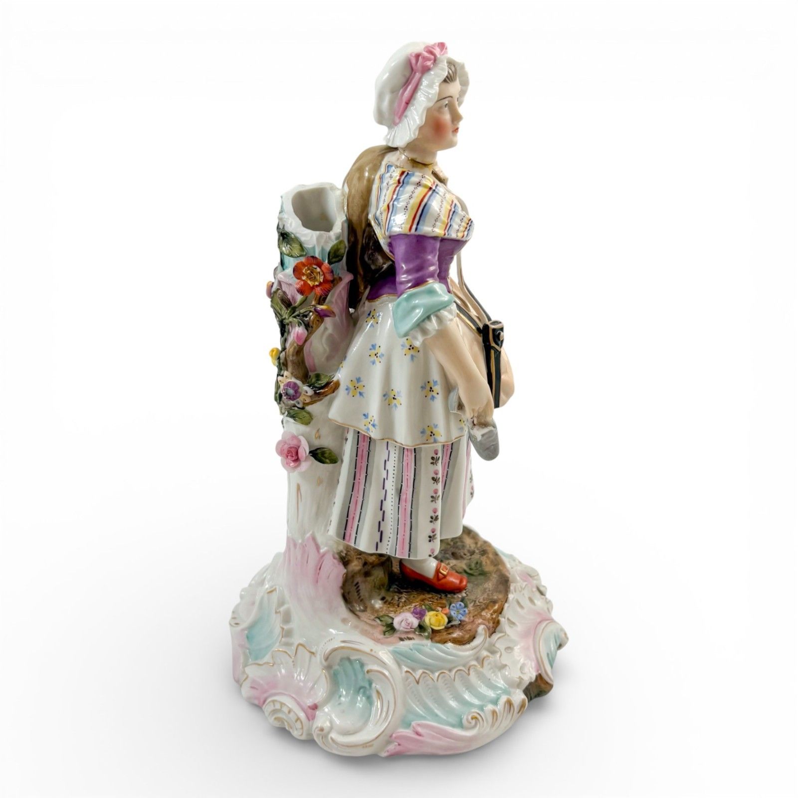 Samson Antique Porcelain Rococo Peasant Woman Figurine Posy Holder photo for sale