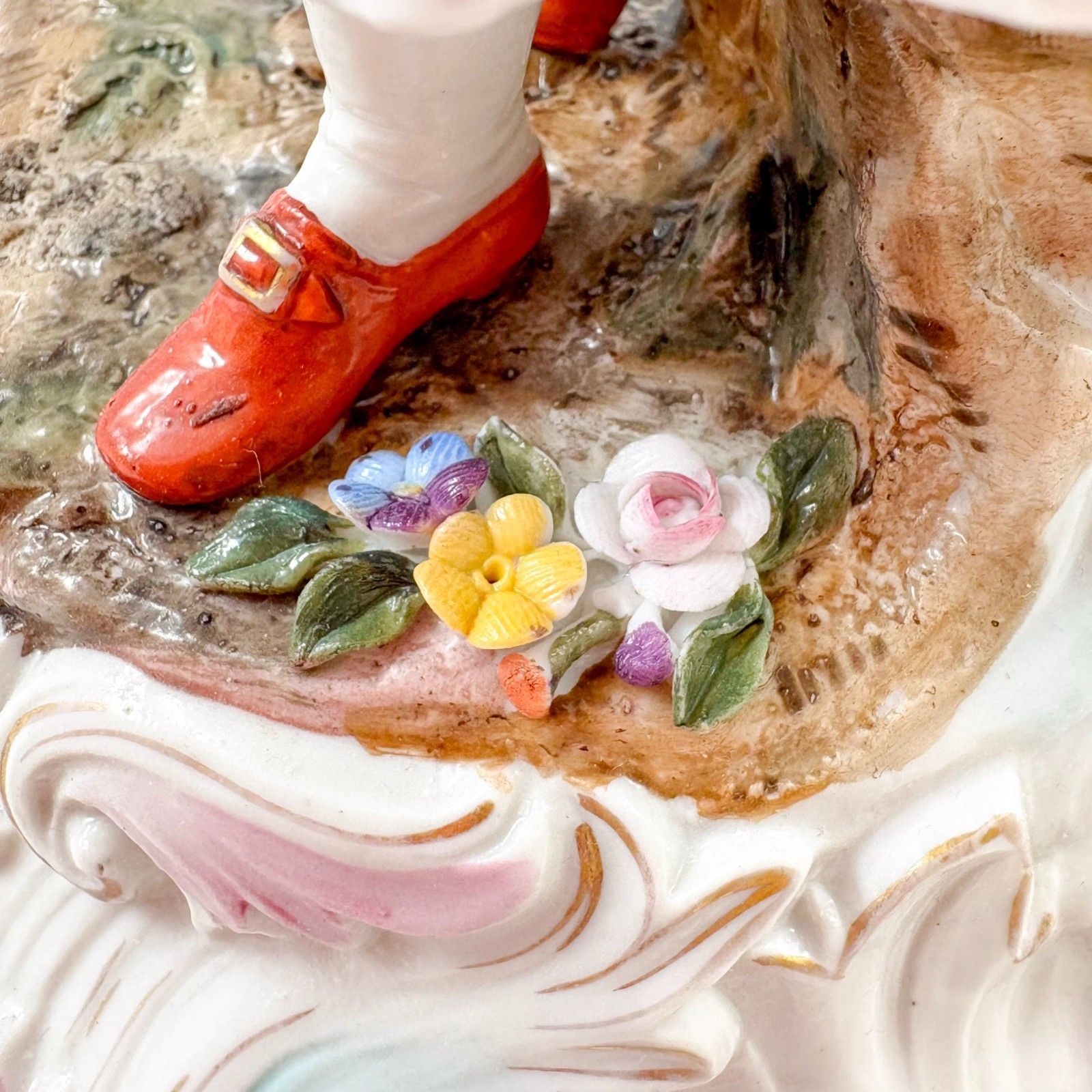 photo furniture Samson Antique Porcelain Rococo Peasant Woman Figurine Posy Holder