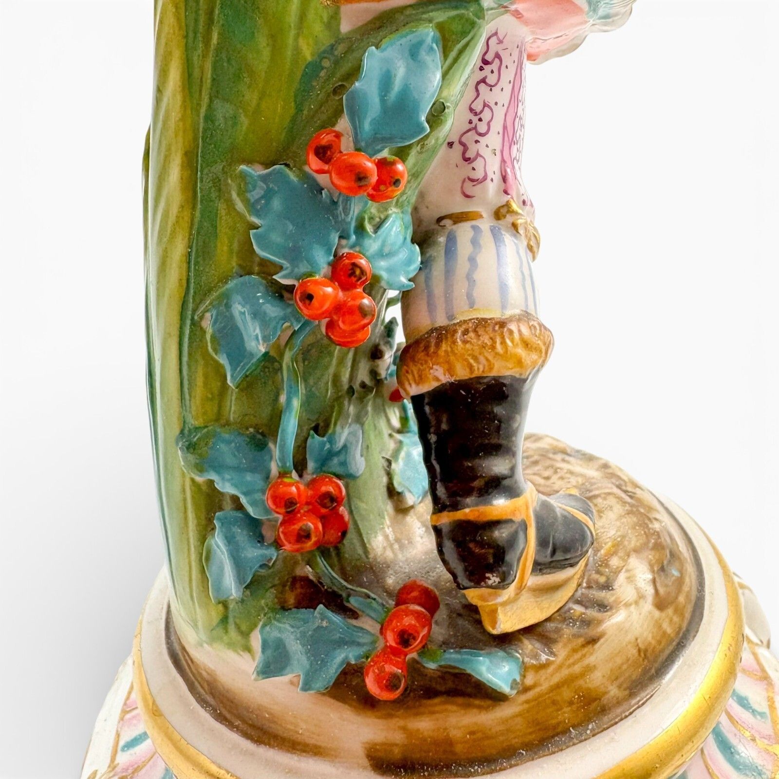 photo for sale 19th Century Volkstedt Porcelain Figure Boy With Flowers, Rococo Style, C. 1890