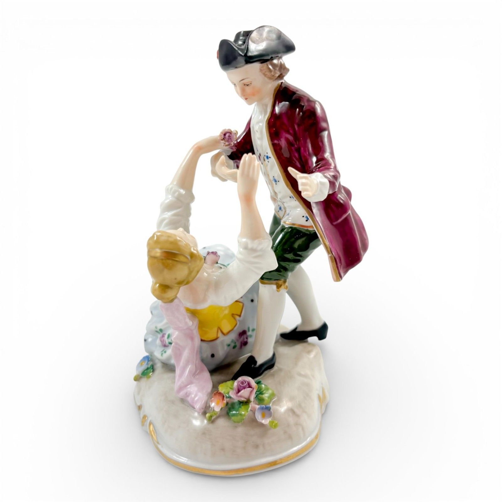 Sitzendorf Porcelain Courting Couple Figurine Rococo Revival German Antique photo for sale