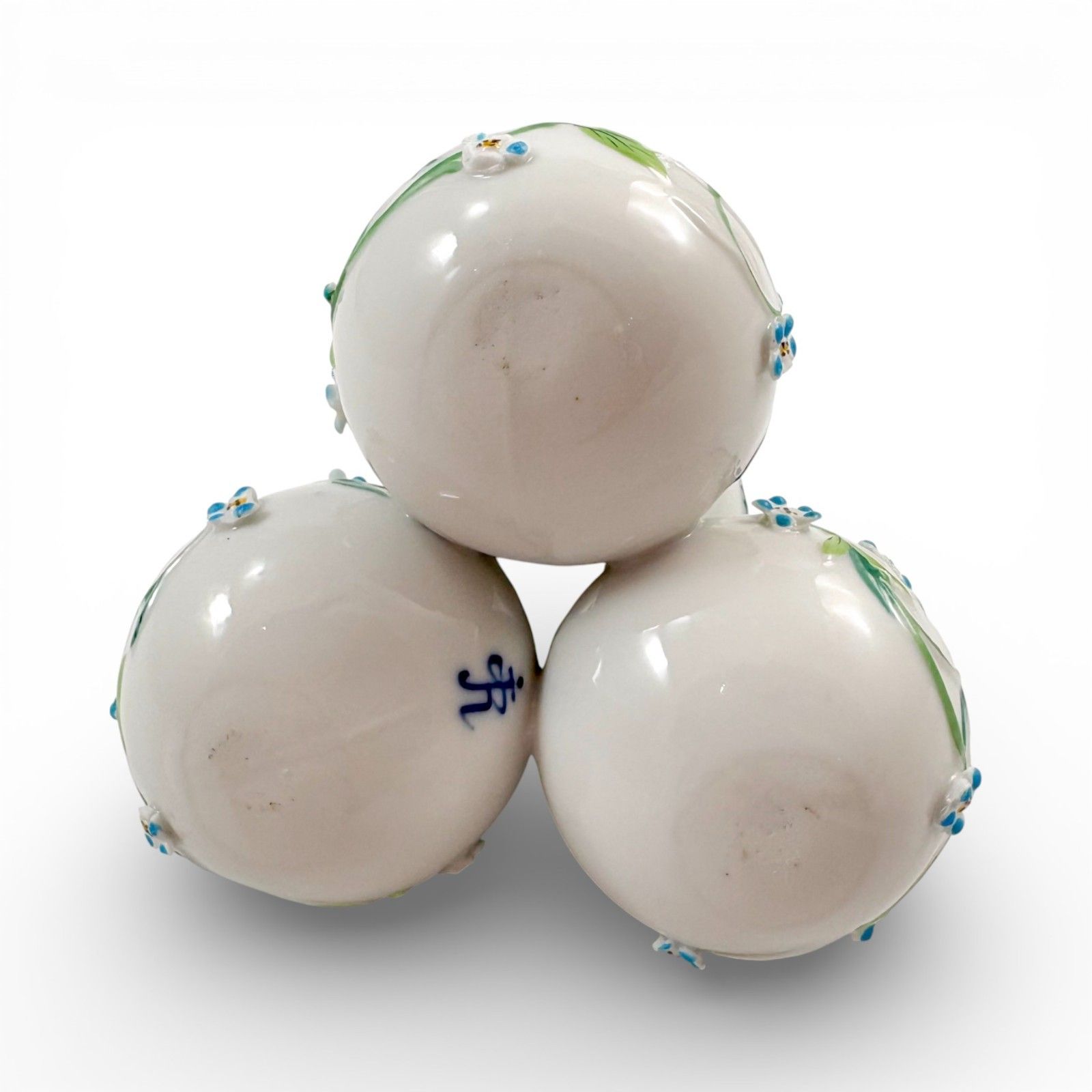 Antique French Porcelain Triple Posy Holder With Forget Me Not Decoration photo vintage