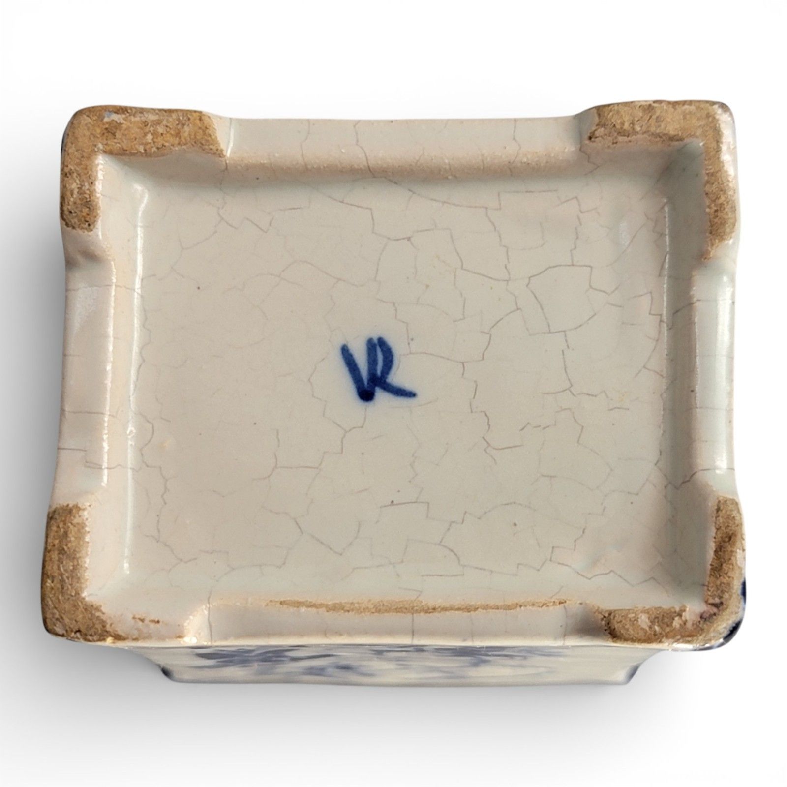 Antique Dutch Delft Blue & White Tea Caddy Chinoiserie 18th C 13.3cm photo vintage