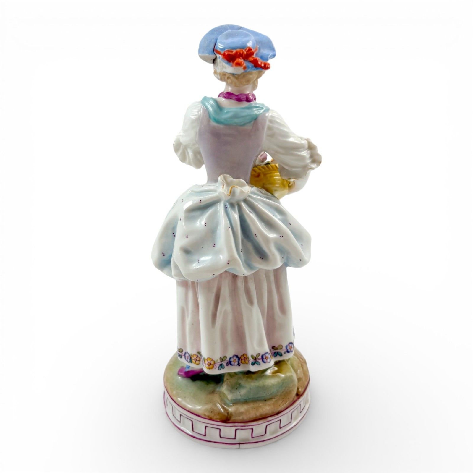 Pair French Porcelain Flower Seller Figures, Paris Rococo Revival, 19th Century photo for sale