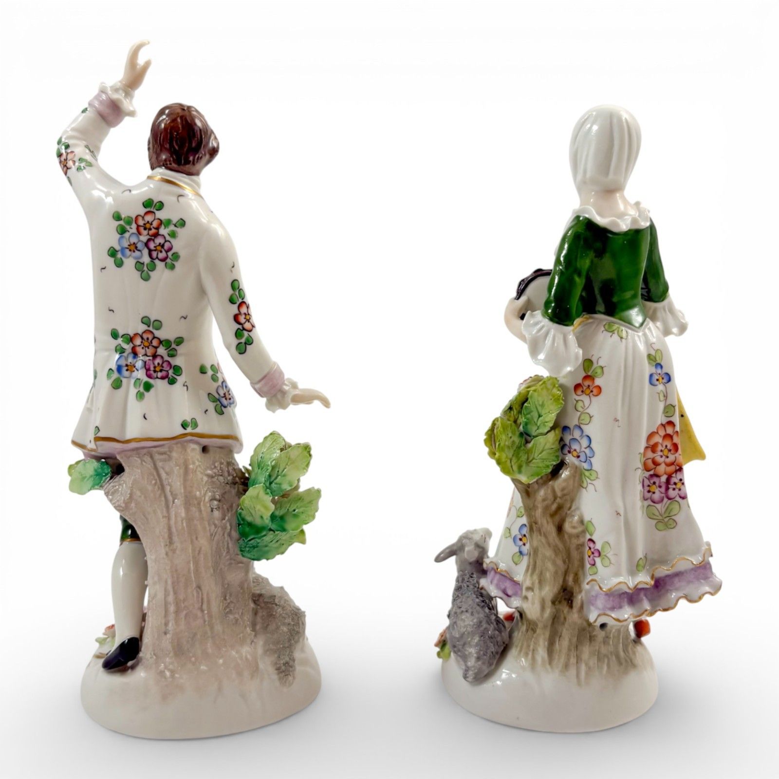 Antique Sitzendorf Porcelain Pastoral Figurines Couple With Lambs, C.1900 photo Home Decor