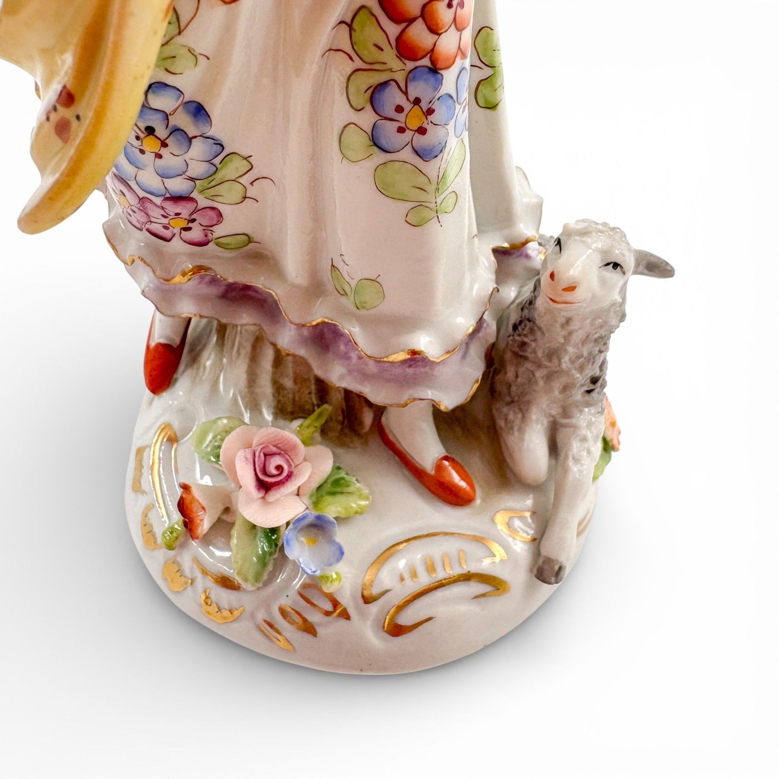 photo for sale Antique Sitzendorf Porcelain Pastoral Figurines Couple With Lambs, C.1900