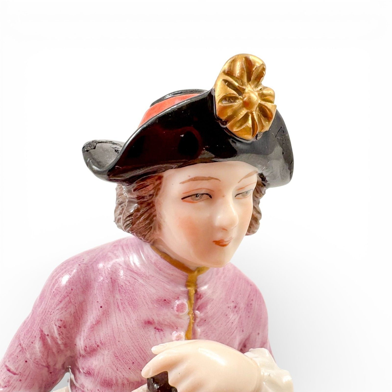 Home Decor Antique German Sitzendorf Porcelain Figurines Pair Floral Sellers C.1930s photo