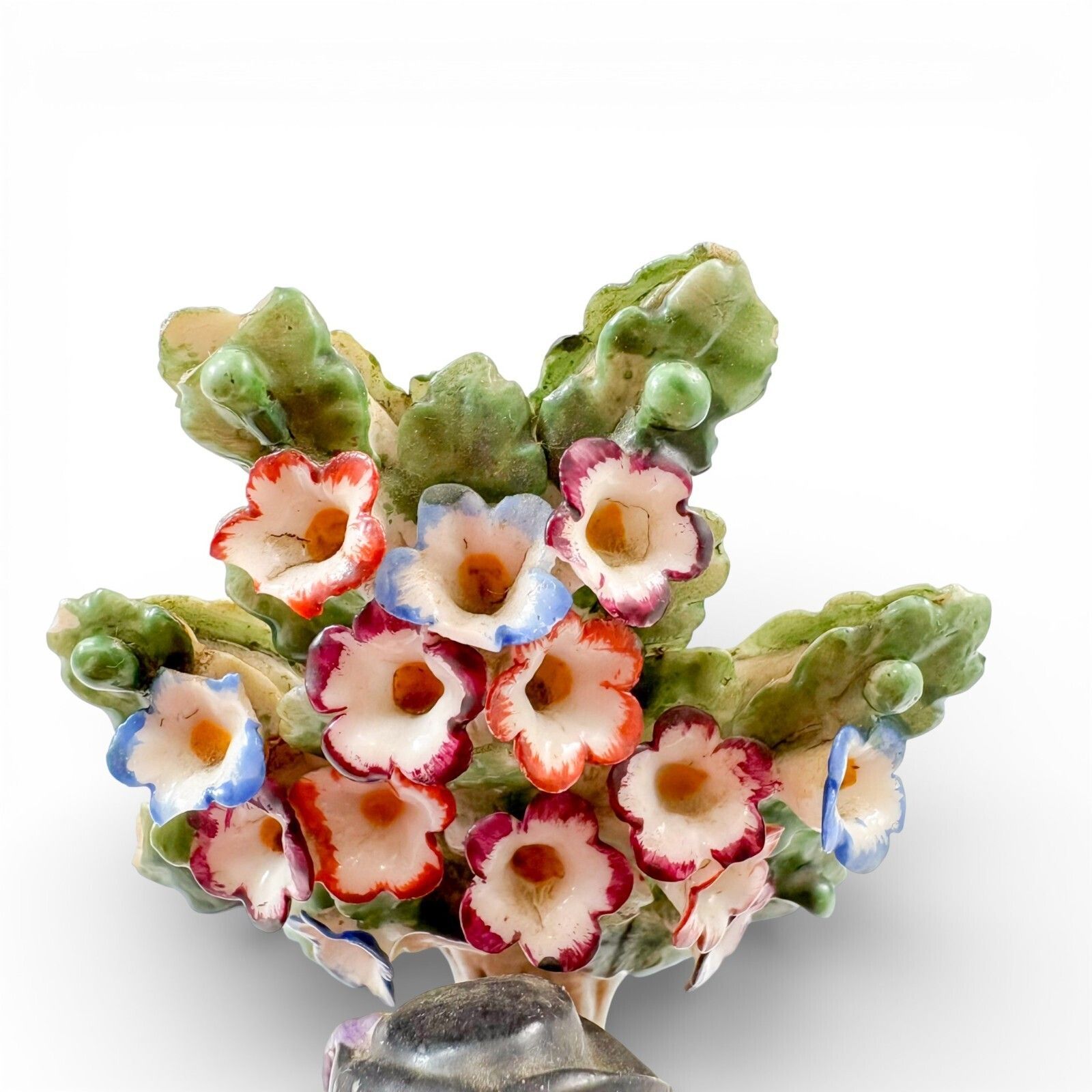Rococo Style German Porcelain Troubadour Figurine With Floral Bocage Posy Holder photo vintage