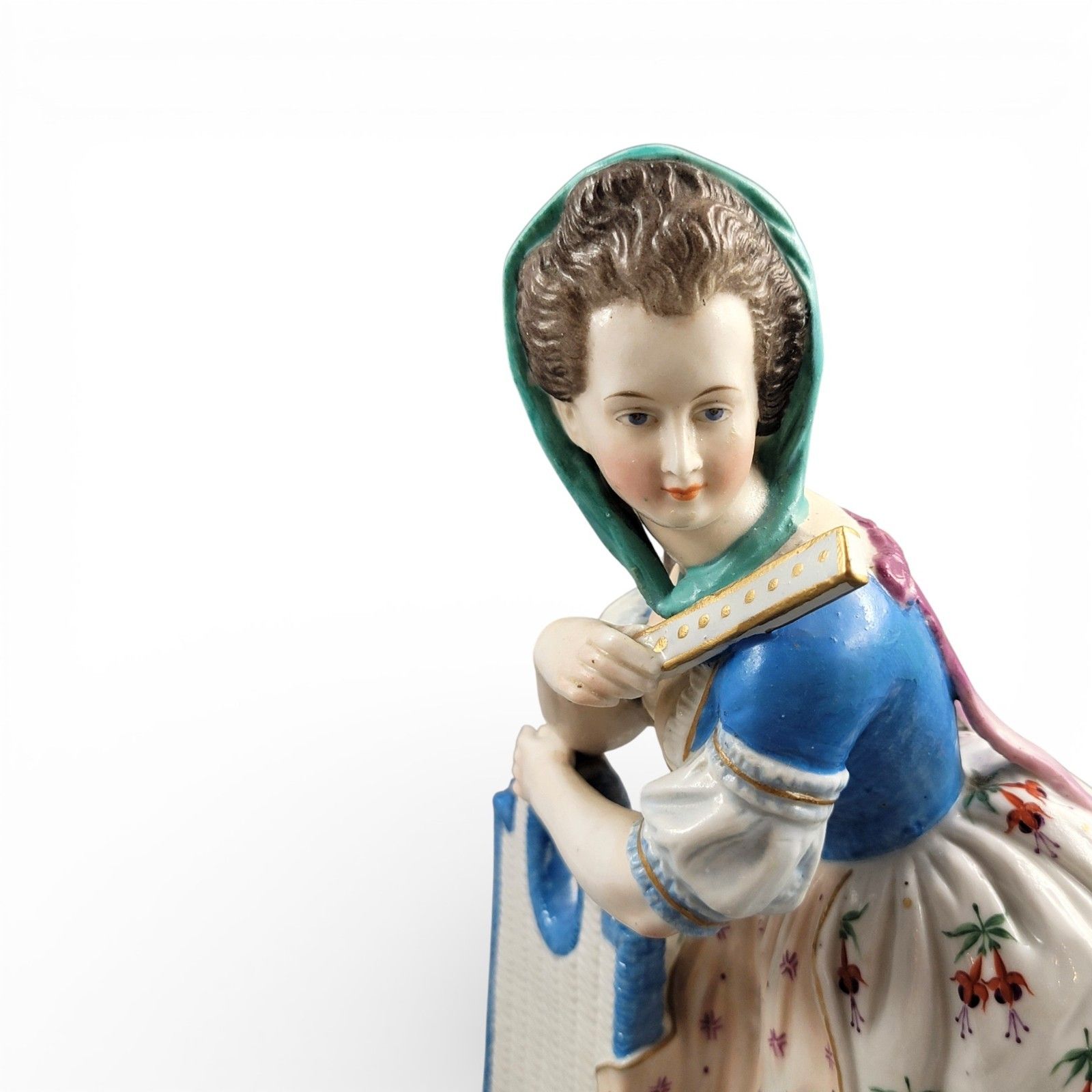 photo vinterior Large Limbach Porcelain Figure Of A Woman With Basket, Thuringia, C. 1825