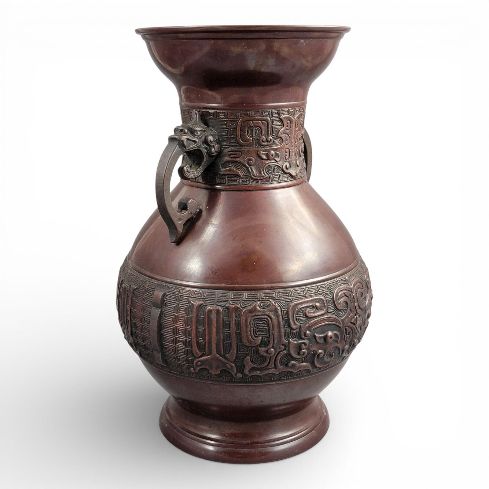 Antique Japanese Archaistic Bronze Hu Vase, Meiji–Taishō Period, C.1900 photo vintage