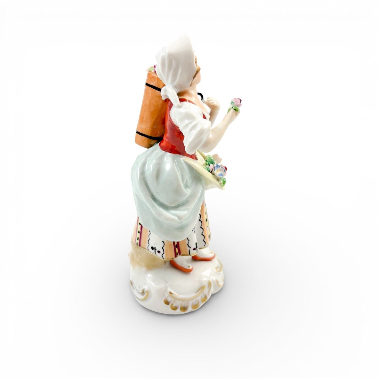 Antique Sitzendorf Porcelain Flower Seller Figurine Antique German C.1920s photo 115.0