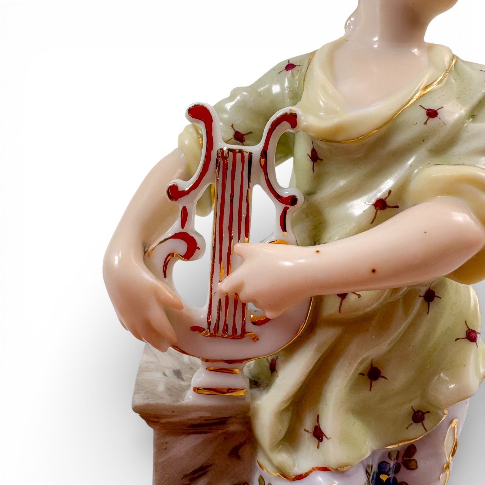 Home Decor Late 19th Century Volkstedt Porcelain Muse Figurine Christian Nonne Lyre photo
