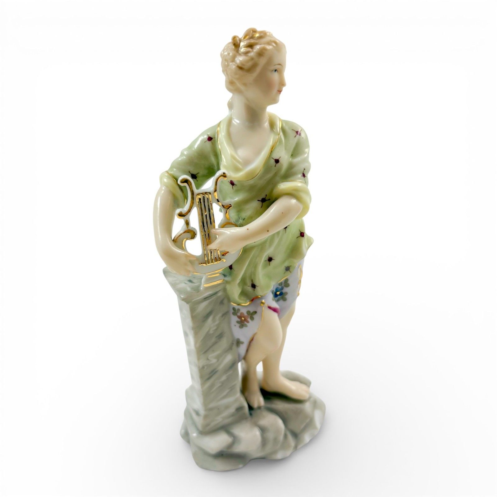 120.0 Late 19th Century Volkstedt Porcelain Muse Figurine Christian Nonne Lyre photo
