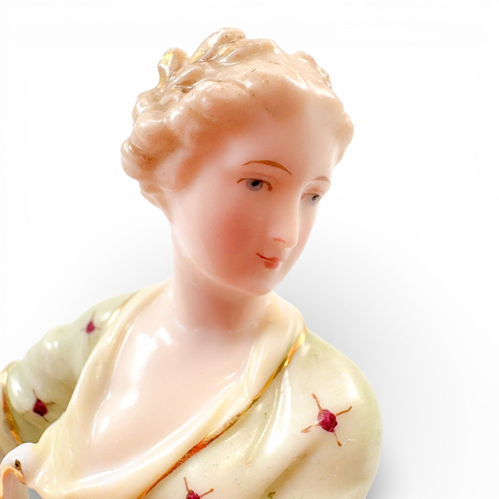 photo vinterior Late 19th Century Volkstedt Porcelain Muse Figurine Christian Nonne Lyre
