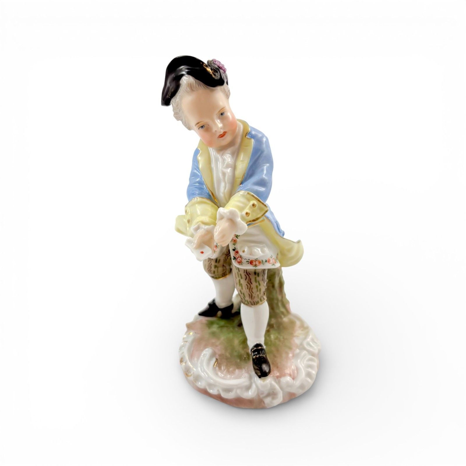Antique Dresden Porcelain Courtly Boy Figurine With Letter, Rococo Style C. 1900 photo furniture