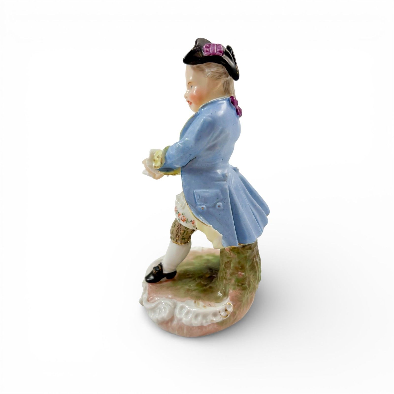 Antique Dresden Porcelain Courtly Boy Figurine With Letter, Rococo Style C. 1900 photo for sale