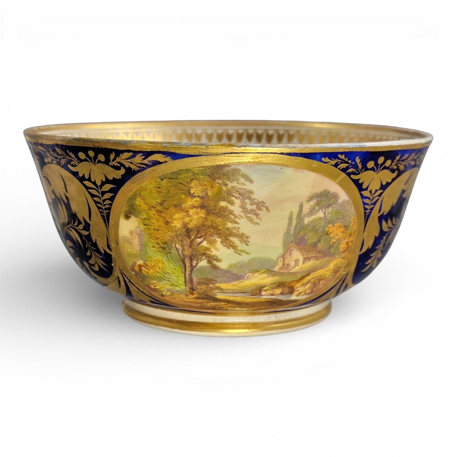 Antique Georgian Derby Porcelain Cabinet Bowl With Titled Landscapes C.1795–1810 photo furniture