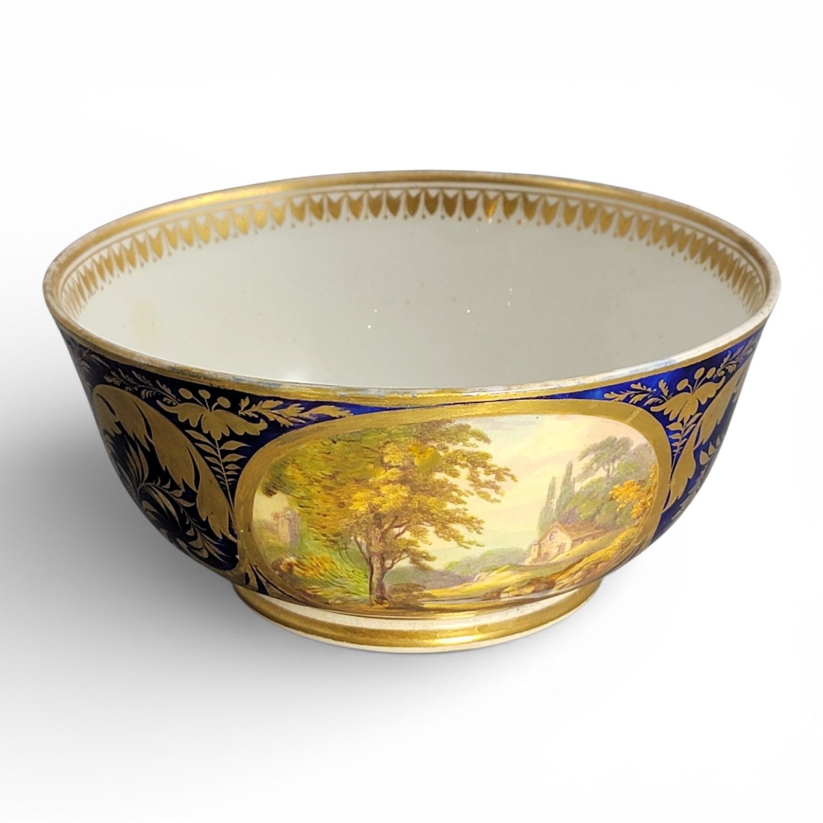 Antique Georgian Derby Porcelain Cabinet Bowl With Titled Landscapes C.1795–1810 photo buy