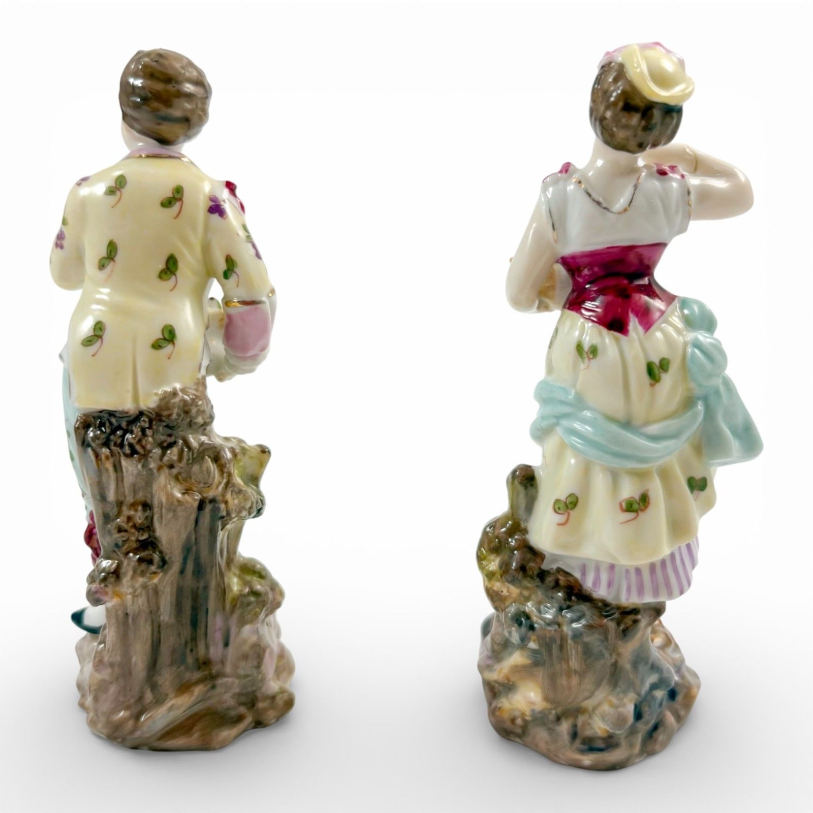 Antique German Porcelain Flower Seller Boy Girl Figurines, Triebner Ens Eckert photo 190.0