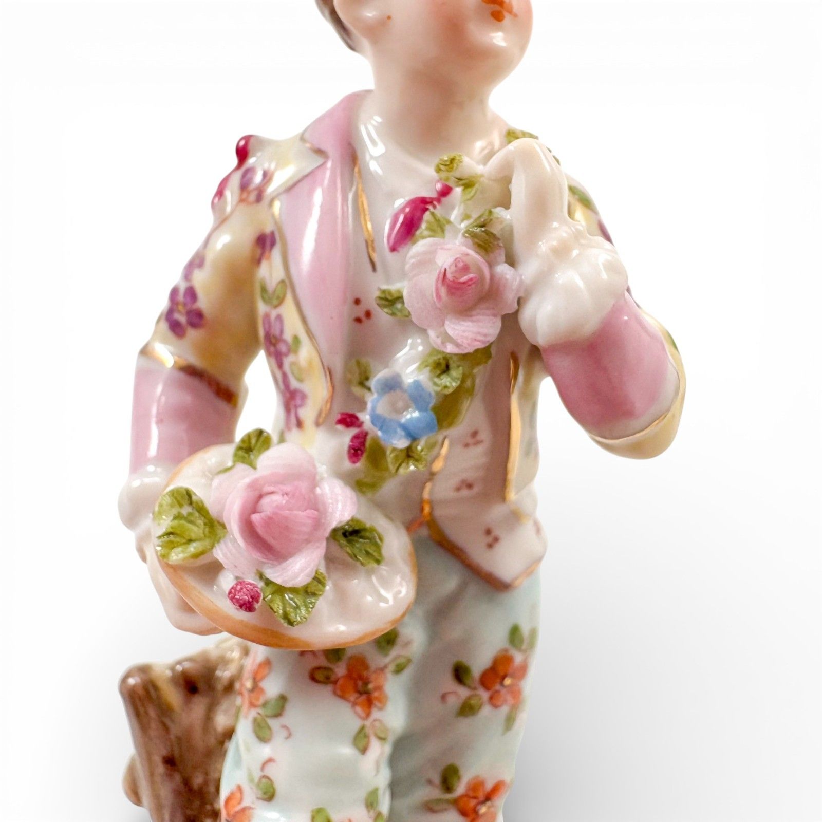 photo furniture Antique German Porcelain Flower Seller Boy Girl Figurines, Triebner Ens Eckert