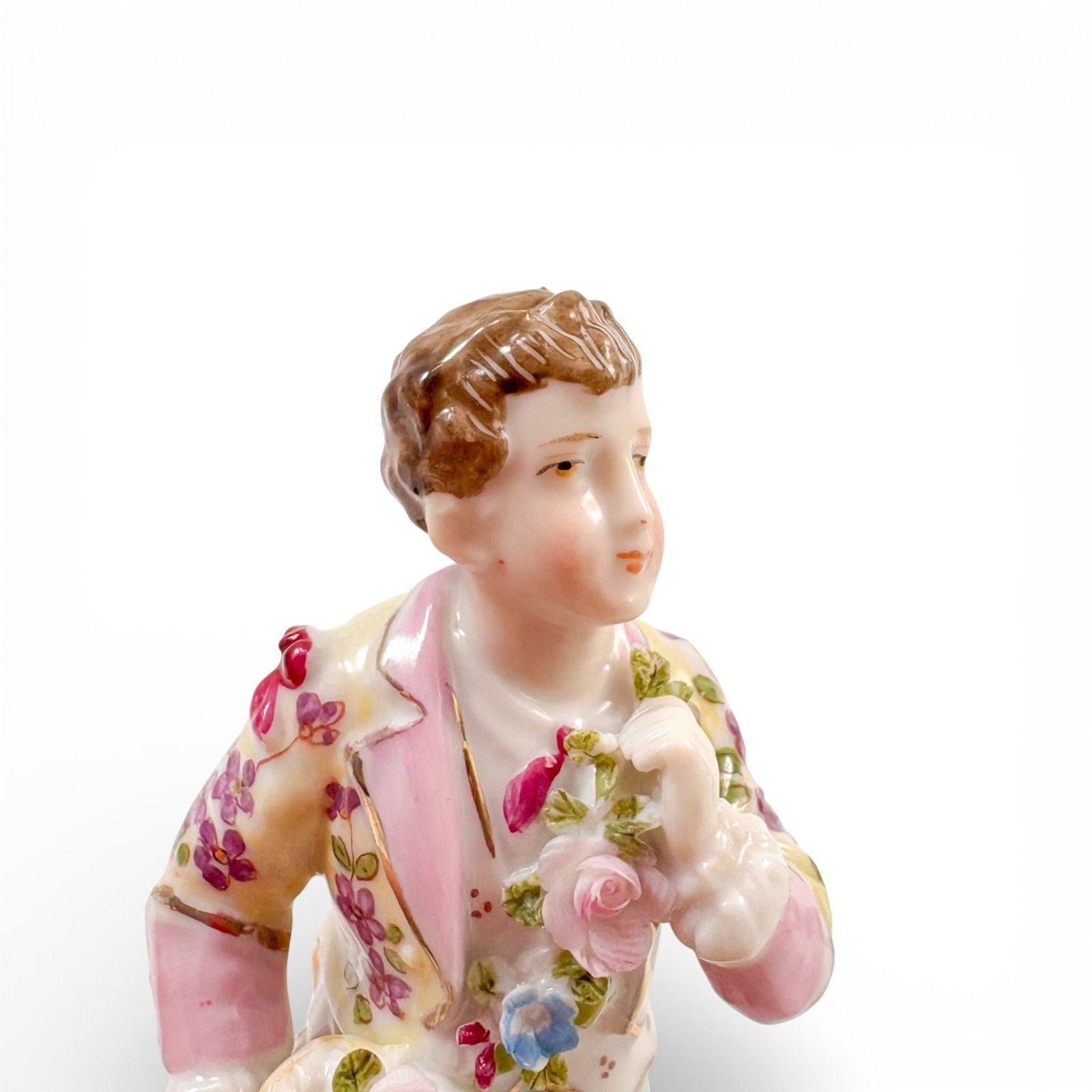 photo for sale Antique German Porcelain Flower Seller Boy Girl Figurines, Triebner Ens Eckert