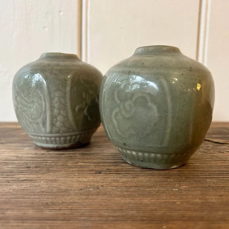 Pair Of Chinese Celadon Glazed Pots photo 85.0