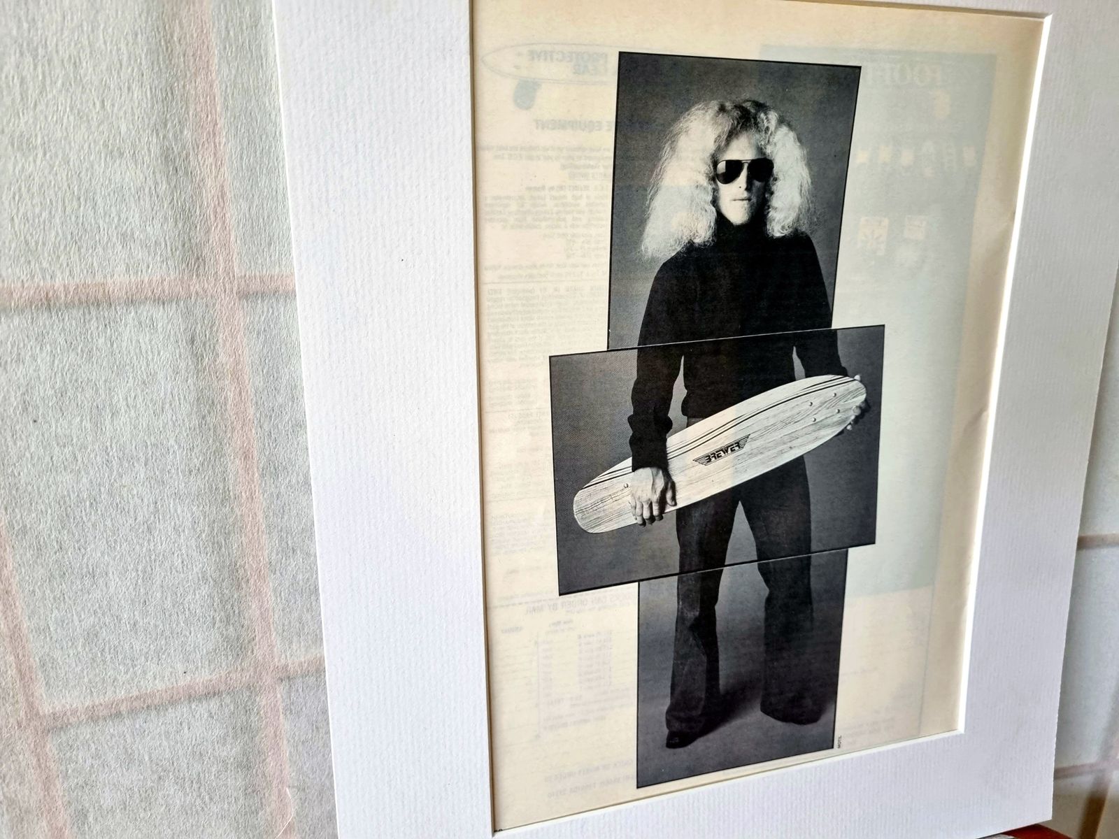 Skateboard Wall Art Photo, Rodney Lee Jesse Portrait, 1970s Skate Culture Icon, Original Magazine Page, Black White Skate photo for sale