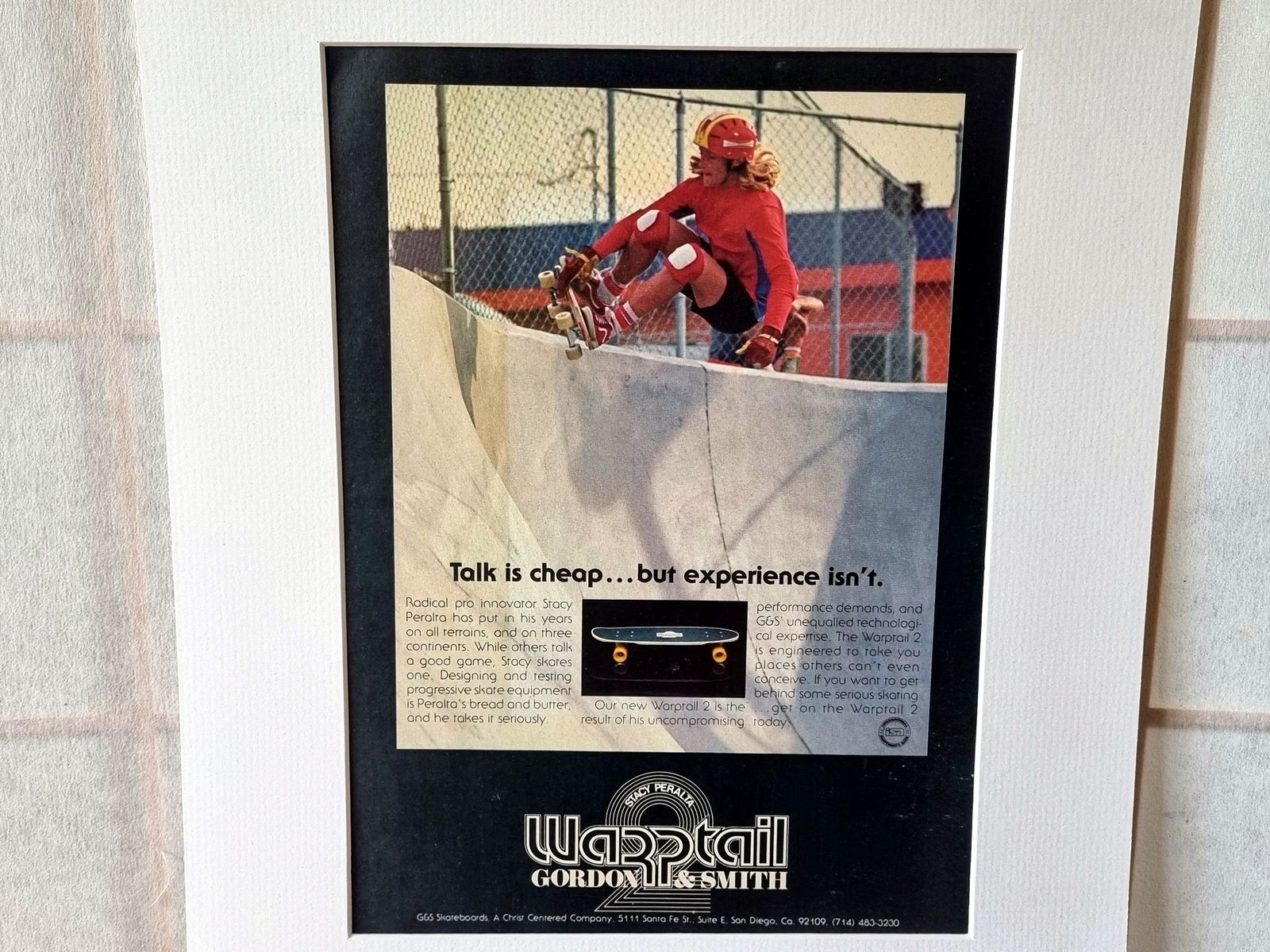 Vintage Skateboard Ad Print, Stacy Peralta Warptail Board, 1970s Skateboarding Advertisement, Original Magazine Page, Pro Model Wall Art photo for sale