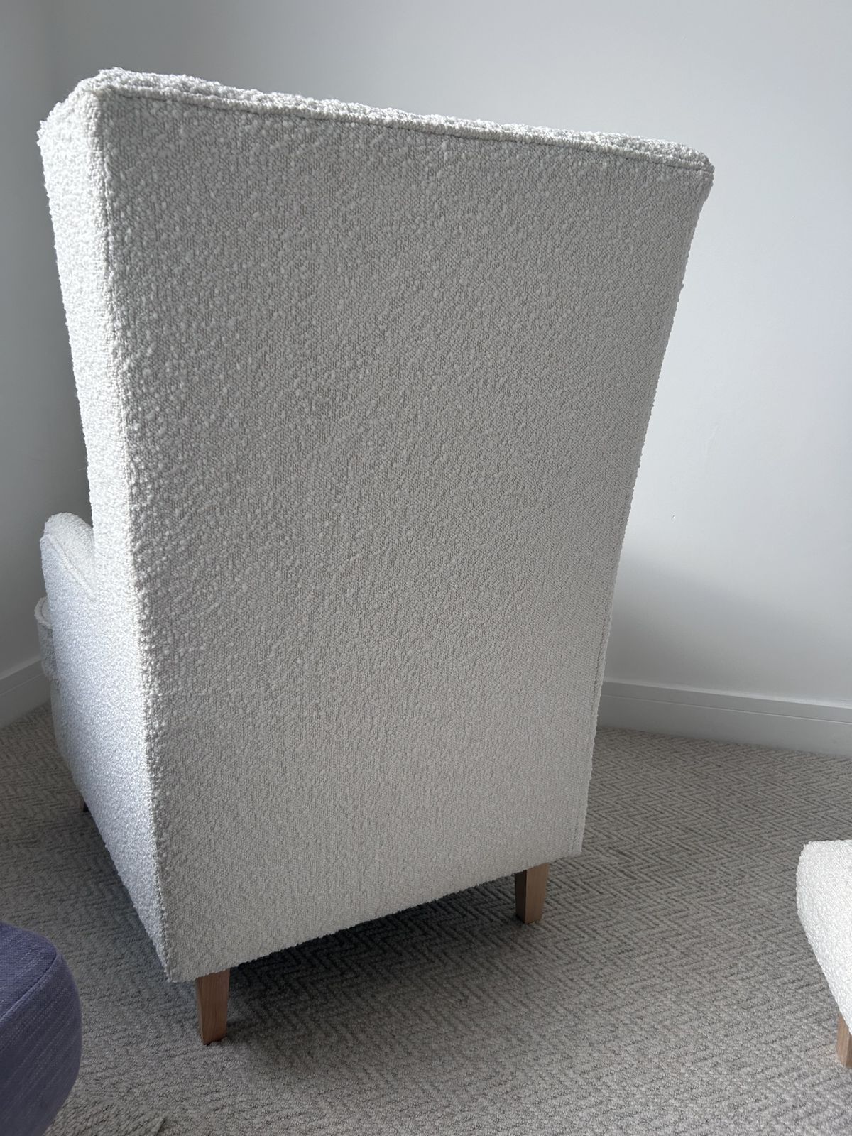 Winged Boucle Newly Upholstered Arm Chair photo for sale