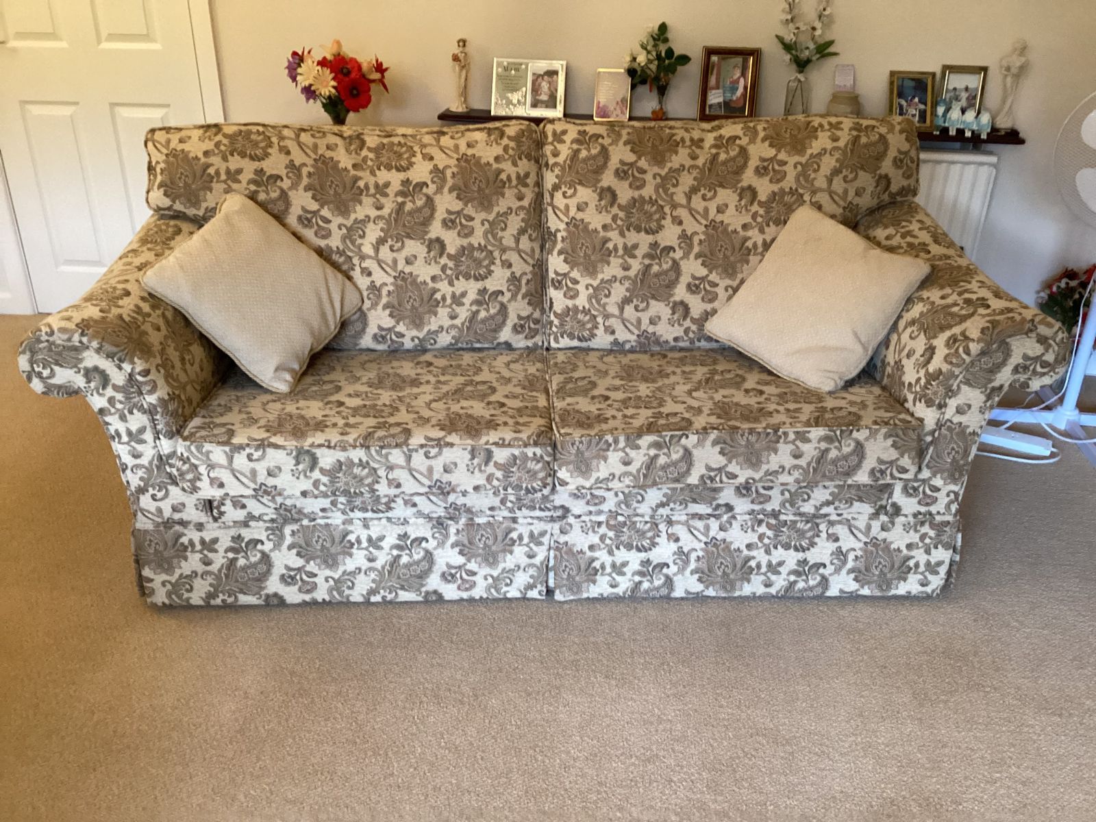 A Great Quality Three Piece Suite By Gainsborough From The Early 21st Century. In Super Condition With New Firmer Seats And Arm Covers From The Original Material. Sofa Or Chairs Can Be Sold Individually