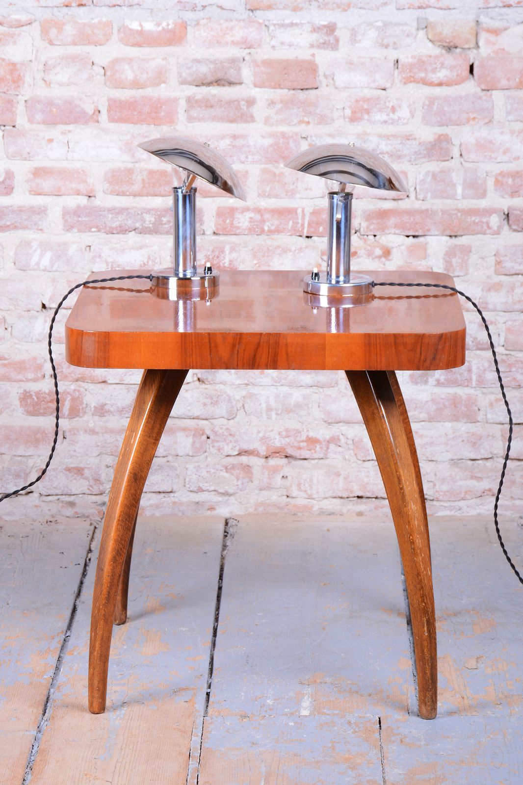 Pair Of Restored Bauhaus Table Lamps, By Miroslav Prokop, Chrome, Czech, 1930s photo Lighting