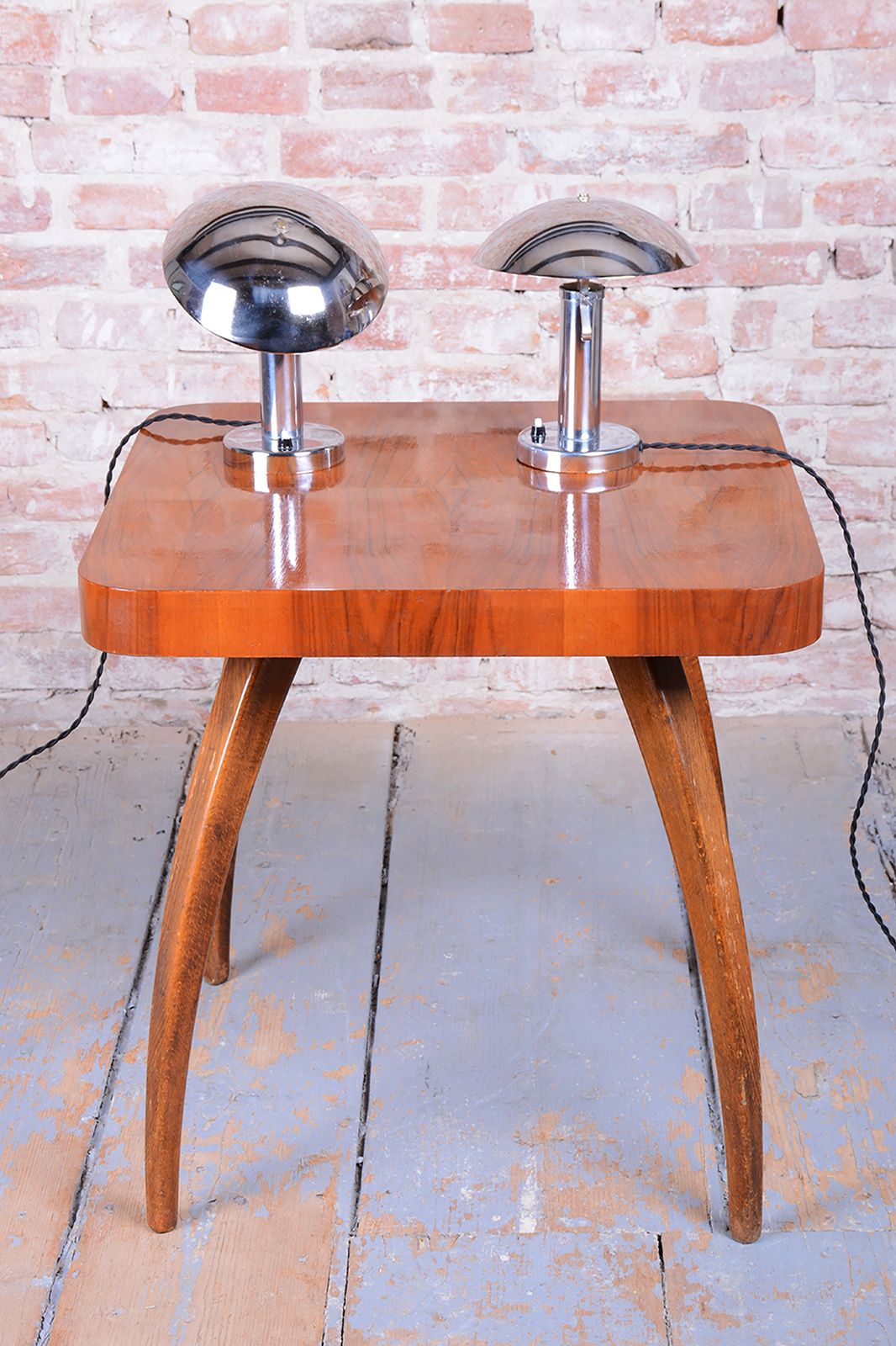Pair Of Restored Bauhaus Table Lamps, By Miroslav Prokop, Chrome, Czech, 1930s photo 1000.0
