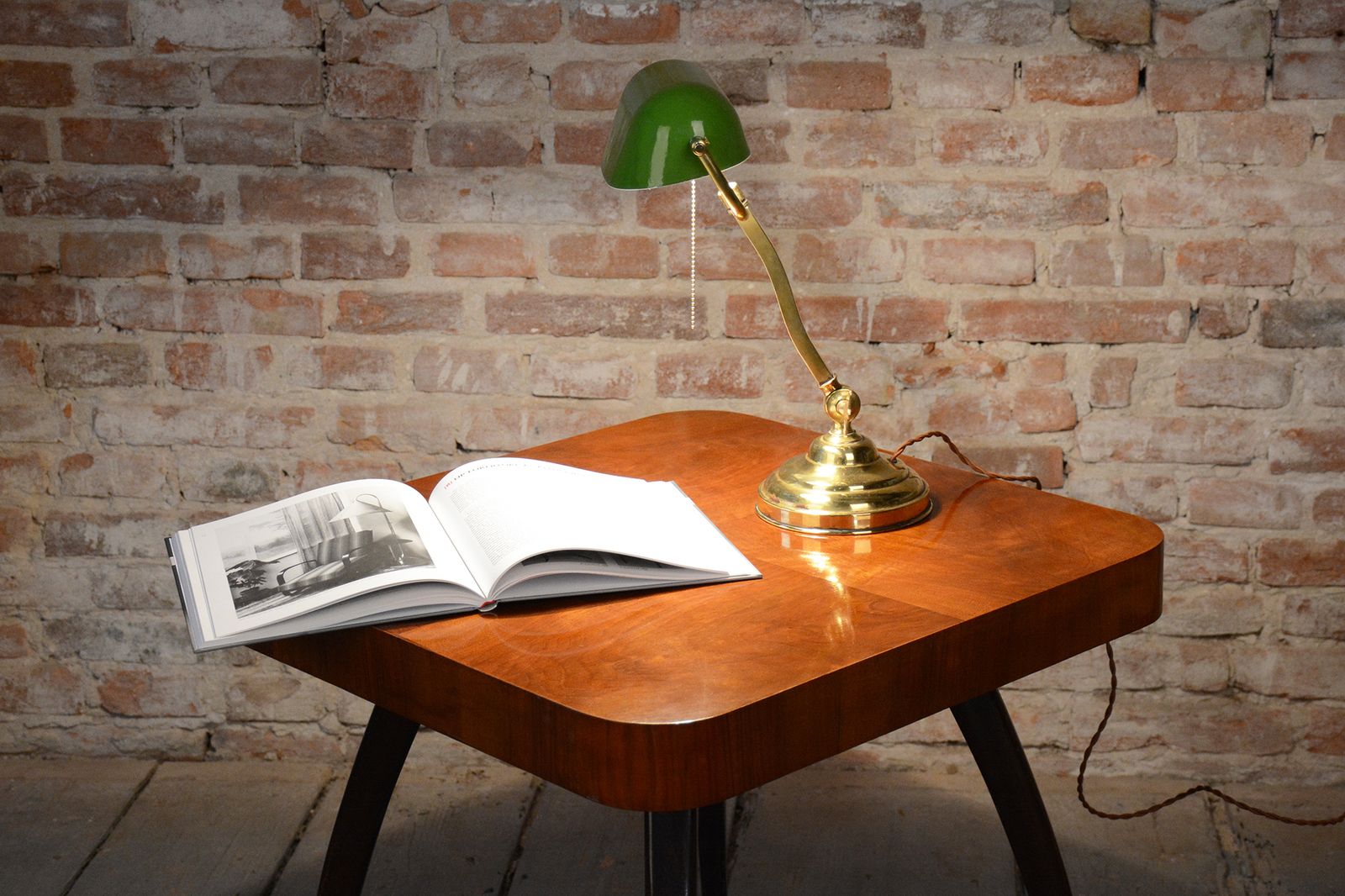 Lighting Restored Art Deco Table Lamp, By Franta Anýž, Brass, Glass, Czech, 1920s photo