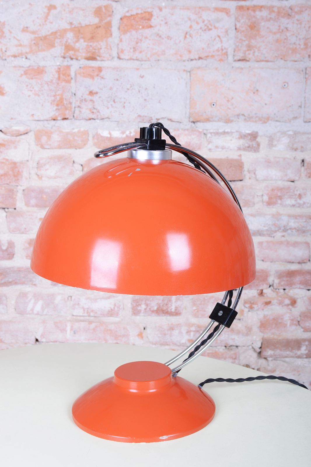 Original Mid Century Table Lamp, Chrome Plated Steel, Paint, Czech, 1970s photo furniture