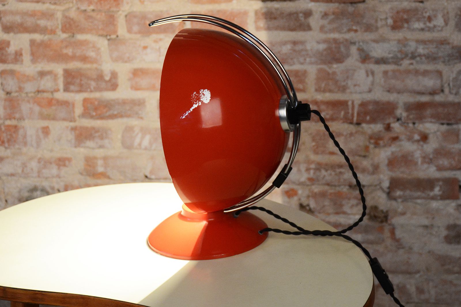 Original Mid Century Table Lamp, Chrome Plated Steel, Paint, Czech, 1970s photo 450.0