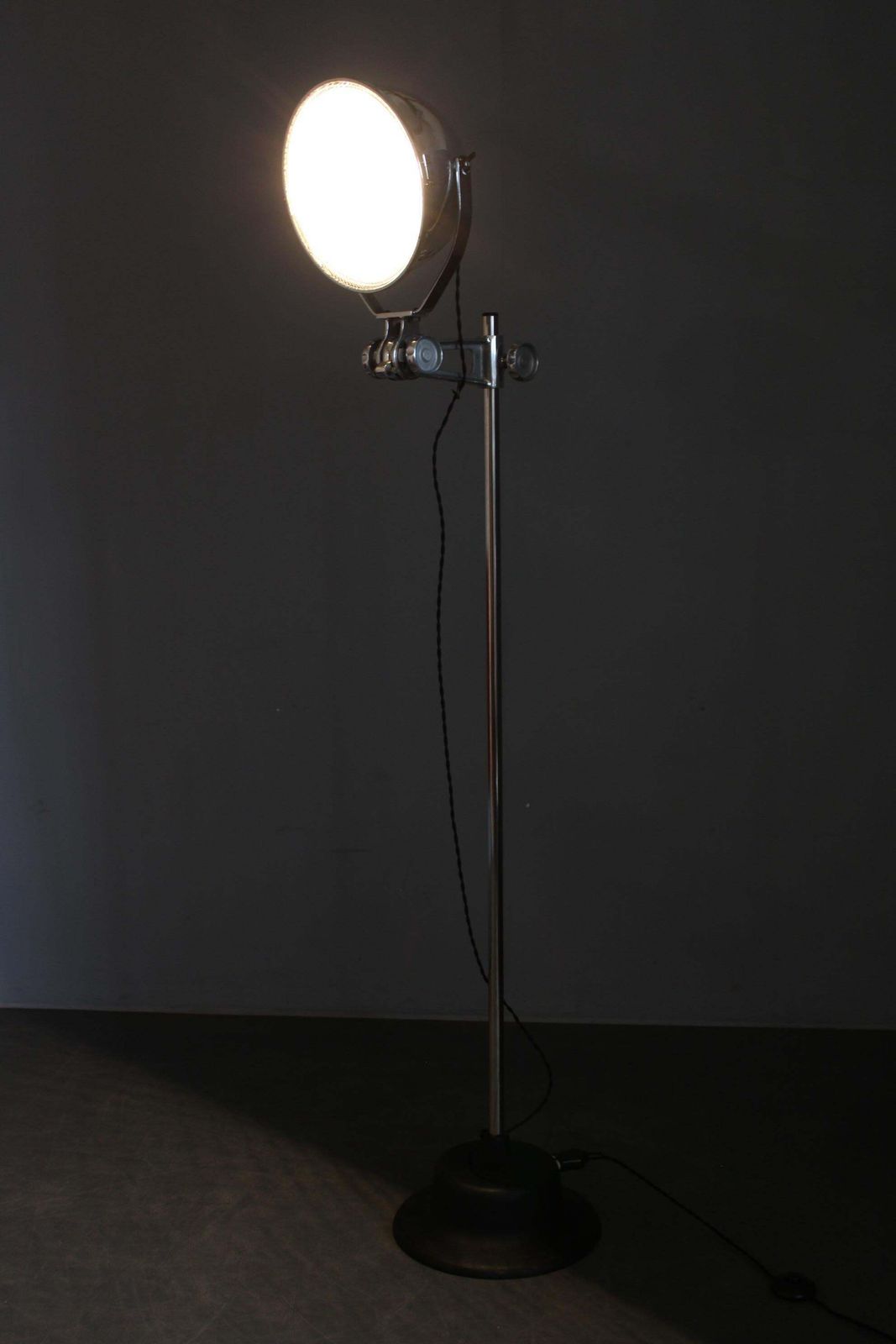 photo buy Industrial Adjustable Floor Lamp, Chromed Metal, Czechoslovakia 1950s
