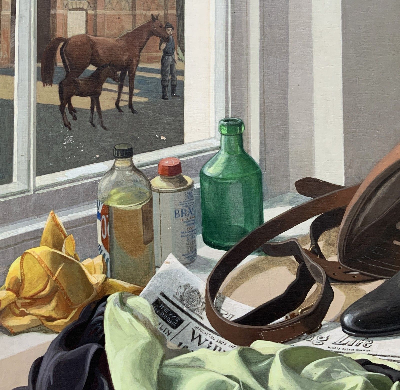 photo for sale The Riding Room Huge Equestrian Oil Painting By Gordon Davies (1926 2007)