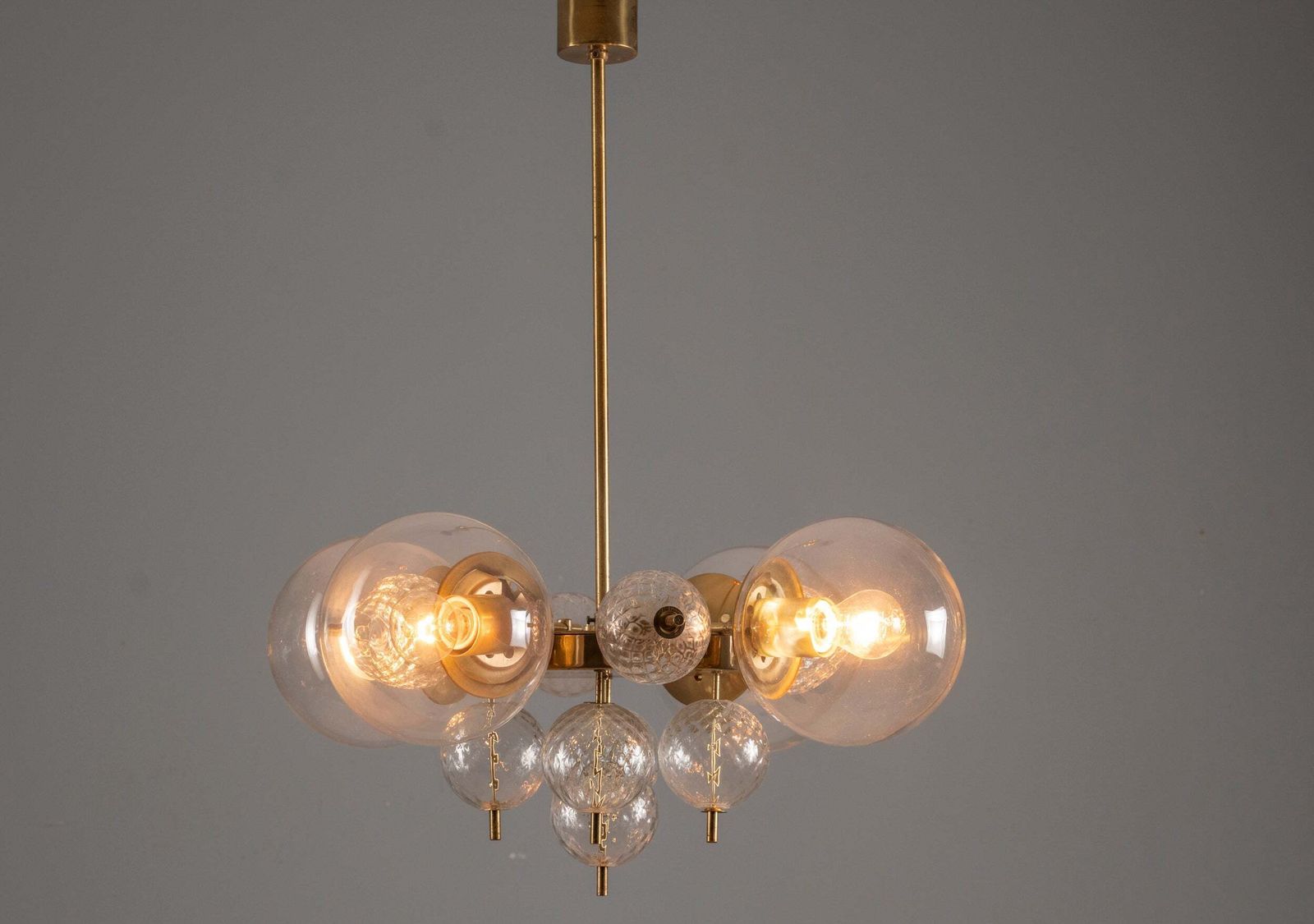 Glass And Brass Chandelier Jaroslav Bejvl 1970s Czechoslovakia photo buy