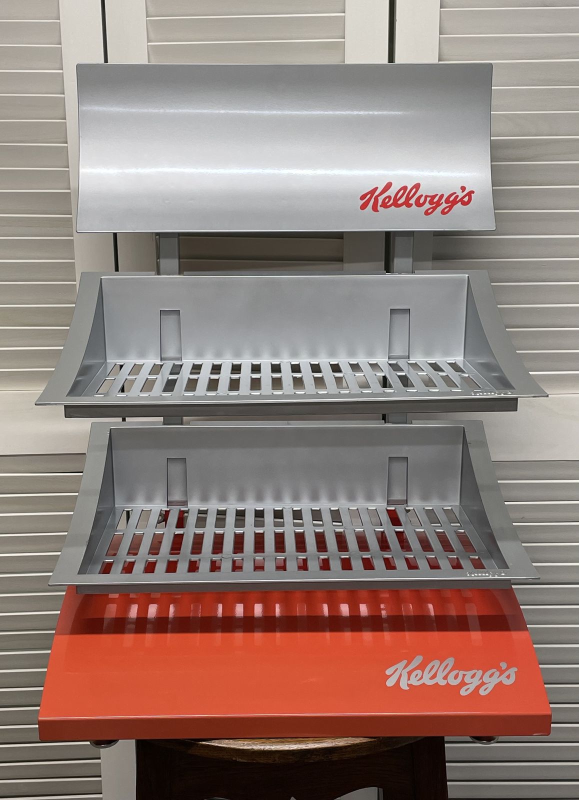 Vintage Large Metal Kelloggs Counter Top Diner Cereal Display Stand With Two Shelves