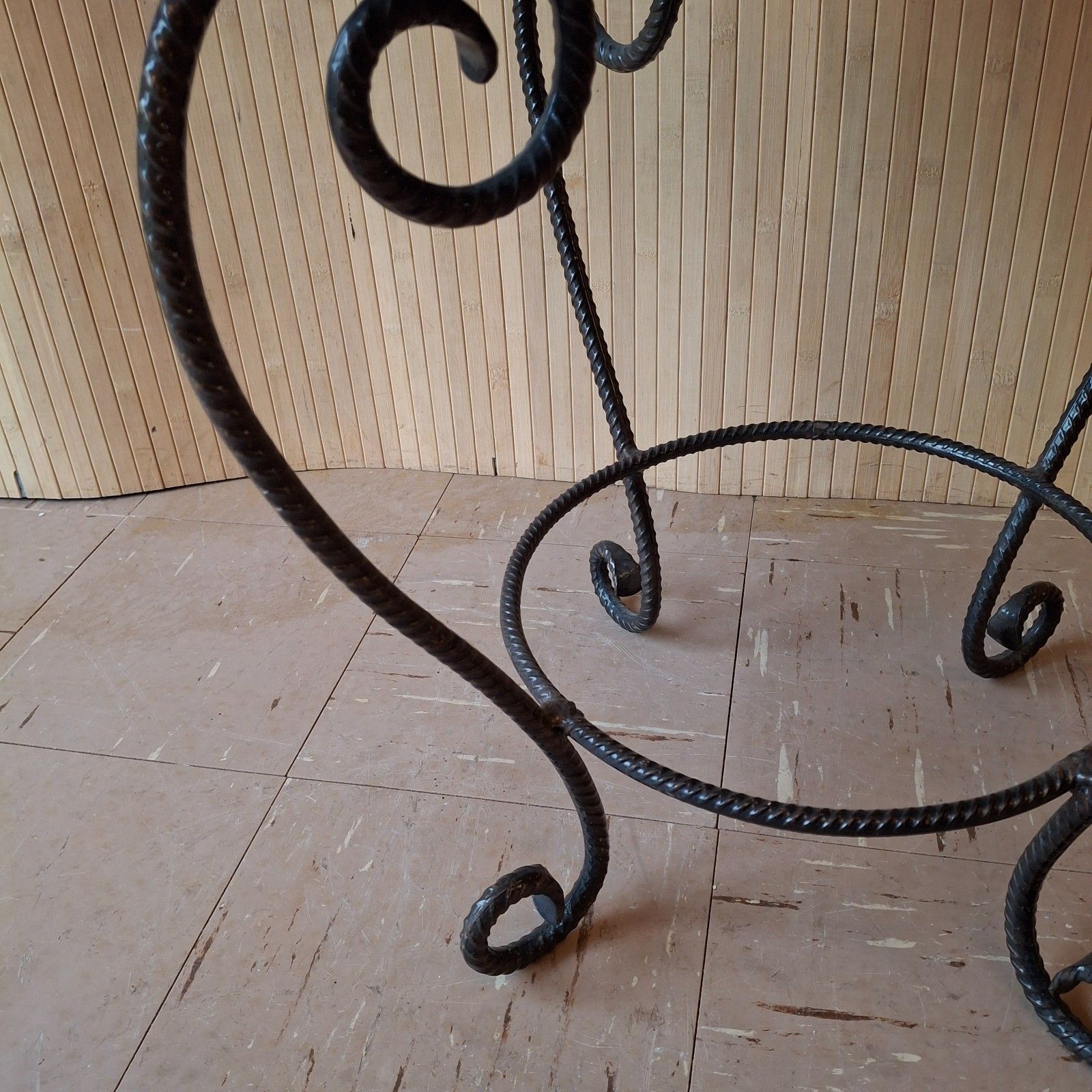 photo furniture Fab Vintage Retro Dark Turquoise Blue Goatskin & Wool Boudoir Chair Iron Frame