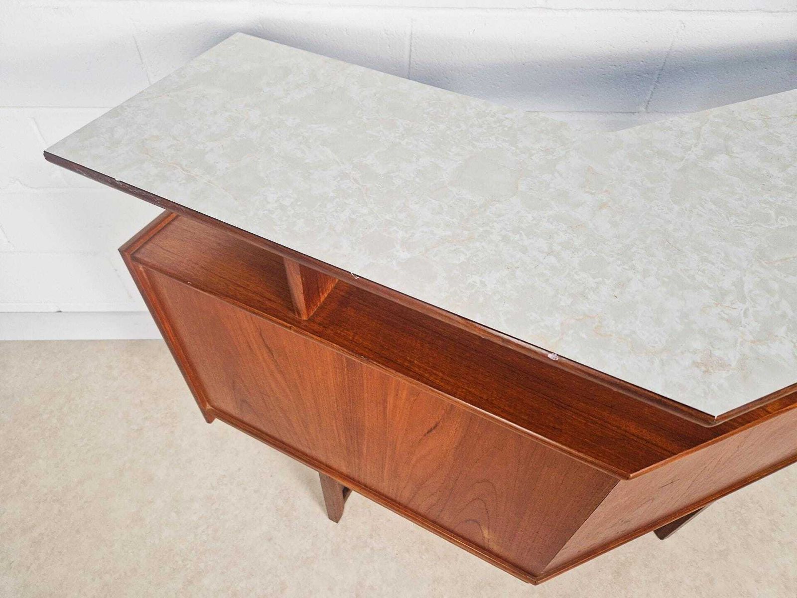 Turnridge Of London Vintage Mid Century Medium Teak 1960s Angled Cocktail Bar Pg010 photo vinterior