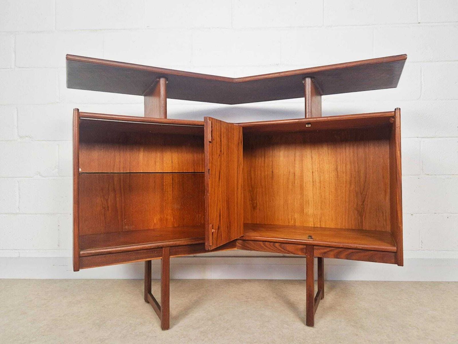Furniture Turnridge Of London Vintage Mid Century Medium Teak 1960s Angled Cocktail Bar Pg010 photo