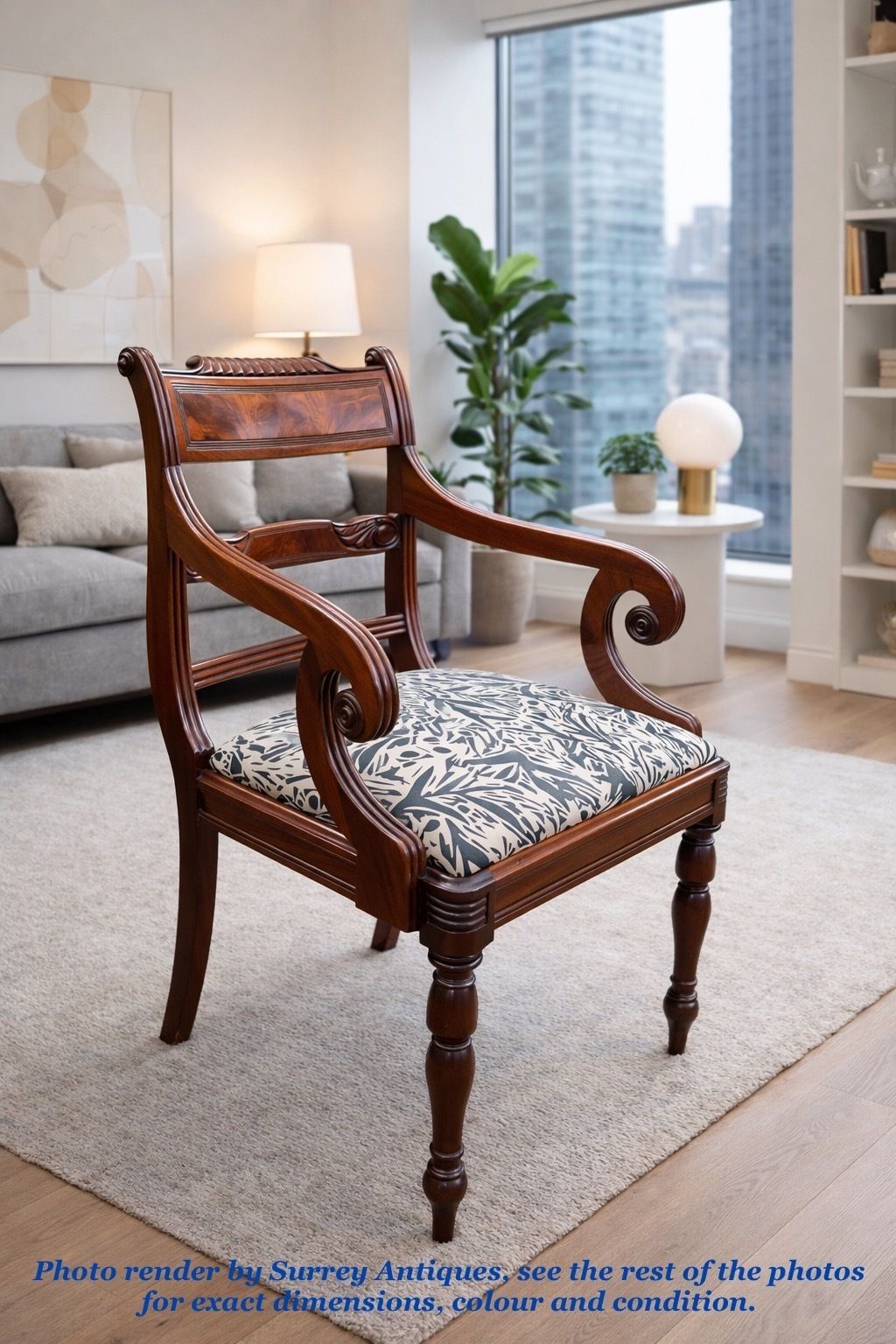 1480.0 George III Mahogany Desk Chair, Circa 1800 photo